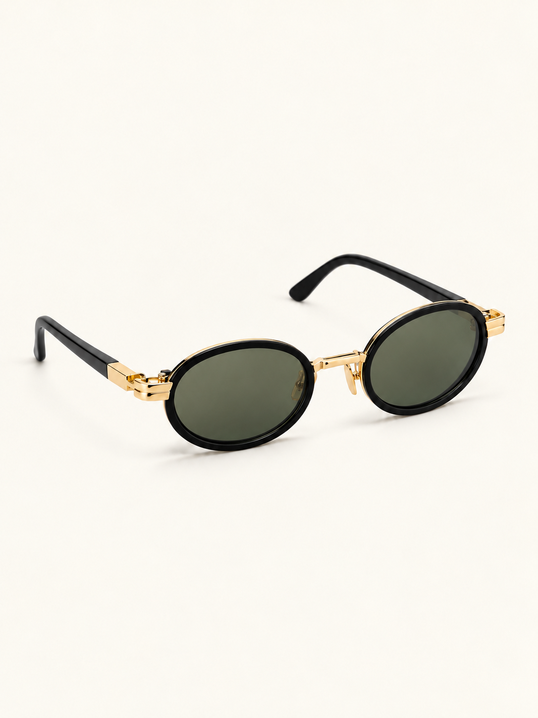 Reina Sunnies — Black Gold, front angle view