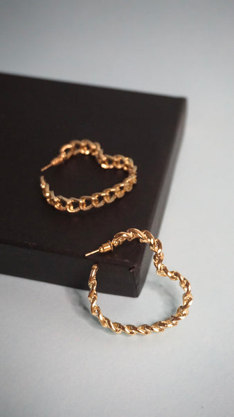 Heather Heart Link Hoops